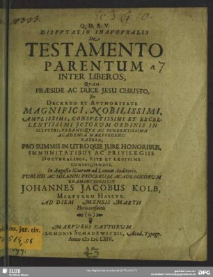 De testamento parentum inter liberos