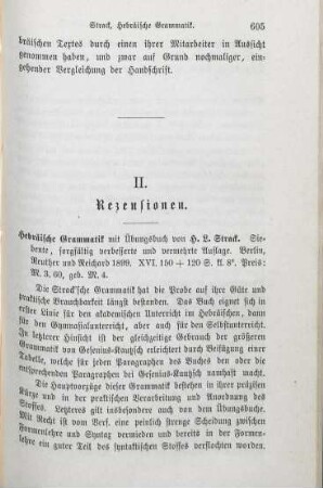 605-606 [Rezension] Strack, Hermann L., Hebräische Grammatik