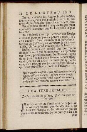 Chapitre Premier. De l'excellence de ce Jeu, & de l'origine de son nom