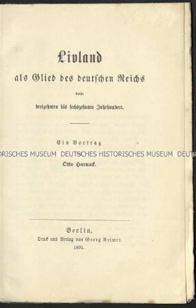 Abhandlung über Livland als Teil des Deutschen Reiches
