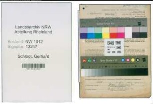 Entnazifizierung Gerhard Schloot , geb. 31.10.1895 (Lehrer)