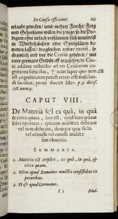 Caput VIII. De Materia scil ex qua, in qua & circa quam, hoc est, quid loco pœnæ solvi oporteat [...]