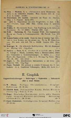 II. Graphik. Original-Handzeichnungen – Radierungen – Kupferstiche – Holzschnitte alter u. neuer Meister (Nr. 572-619)