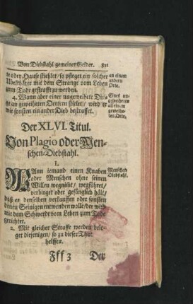 Der XLVI. Titul. Von Plagio oder Menschen-Diebstahl.