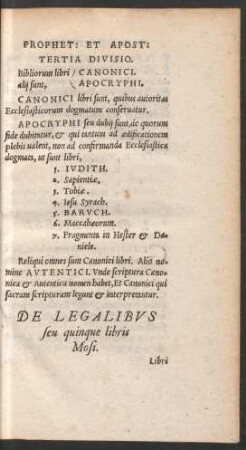 De Legalibus seu quinque libris Mosi.