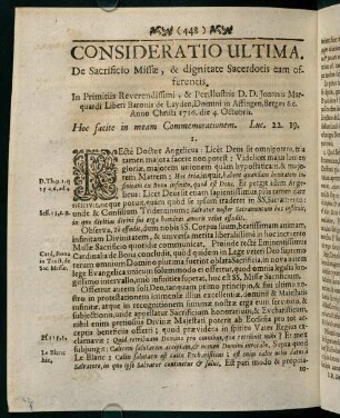 448-456, CONSIDERATIO ULTIMA. De Sacrificio Missae, & dignitate Sacerdotis eam offerentis.
