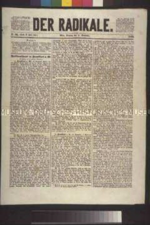 Zeitung: Der Radikale. Nr. 86; Wien, 24. September 1848