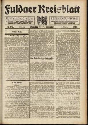 Dritte Ausgabe vom Samstag, den 29. November 1913.