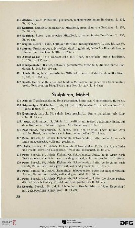Skulpturen, Möbel (Nr. 473-521)