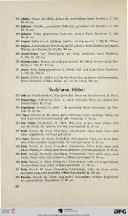 Skulpturen, Möbel (Nr. 473-521)