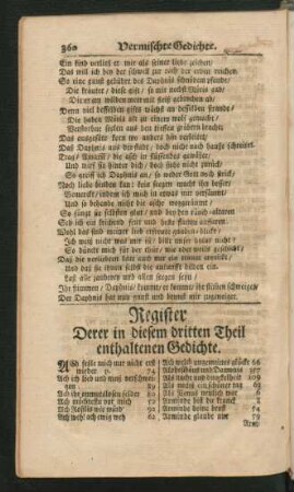 Register Derer in diesem dritten Theil enthaltenen Gedichte