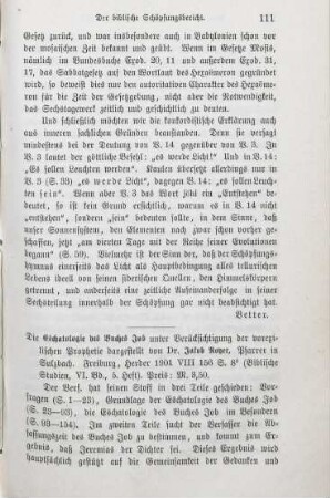 111-113 [Rezension] Royer, Jakob, Die Eschatologie des Buches Job