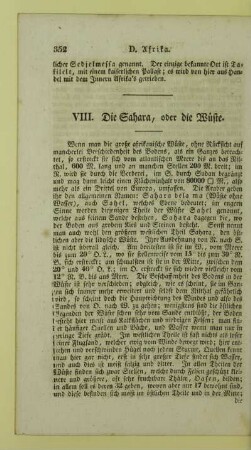 VIII. Die Sahara, oder die Wüste