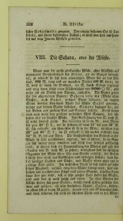 VIII. Die Sahara, oder die Wüste