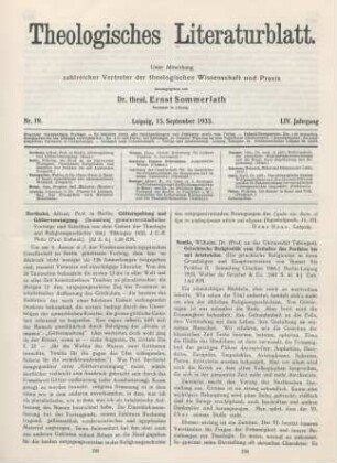 289-290 [Rezension] Bertholet, Alfred, Götterspaltung und Göttervereinigung