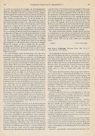 538-540 [Rezension] Kehl, Medard, Eschatologie