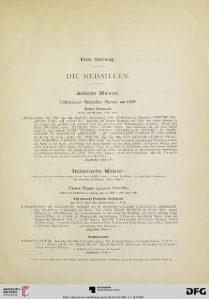 Erste Abteilung. Die Medaillen (Nr. 1-736)