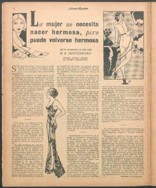 La mujer no necesita nacer hermosa, pero puede volverse hermosa : Así lo demuestra en esta nota H. B. Montenegro