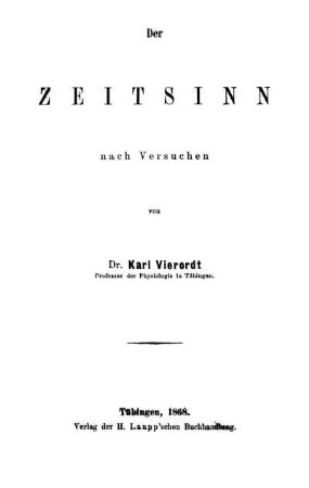Der Zeitsinn nach Versuchen