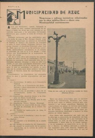 Municipalidad de Azul : Numerosas y valiosas iniciativas relacionadas con la obra pública llevó a efecto esta municipalidad recientemente