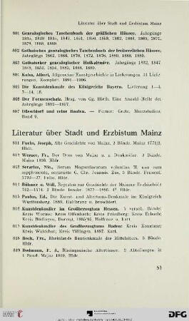 Literatur über Stadt und Erzbistum Mainz (Nr. 811-875) (846-875:Diverse!)