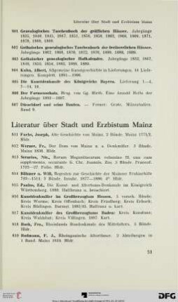 Literatur über Stadt und Erzbistum Mainz (Nr. 811-875) (846-875:Diverse!)
