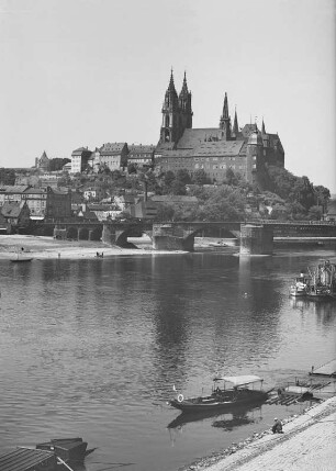 Meißen, Burgberg mit Dom und Albrechtsburg von Südosten