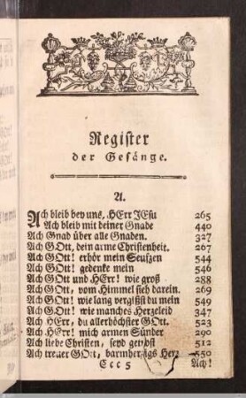 Register der Gesänge.