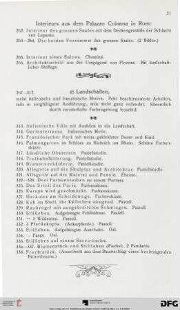 Interieurs aus dem Palazzo Colonna in Rom (Nr. 262-266)