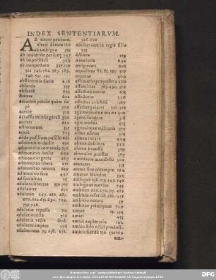 Index Sententiarum.