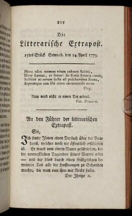 15tes Stück. Sonnabend den 24. April 1779.