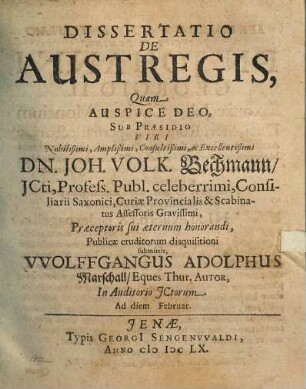 Dissertatio de austregis