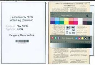 Entnazifizierung Bernhardine Petgens , geb. 12.07.1903 ()