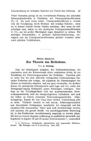 Dritter Abschnitt. Zur Theorie des Erdbebens.