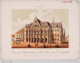 Die Kreuzschule in Dresden am Georgplatz, Blick nach Nordosten