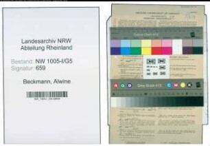 Entnazifizierung Alwine Beckmann , geb. 19.05.1896 (Postassistentin)