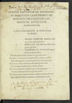Elegidia Ioannis Baptistae|| Pii Bononiensis