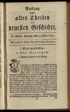 IX. Stück. Coburg, den 25. Febr. 1750.
