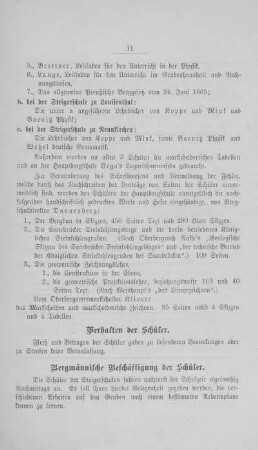 Bergmännische Beschäftigung der Schüler