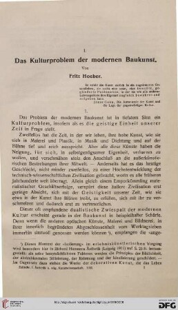 Das Kulturproblem der modernen Baukunst