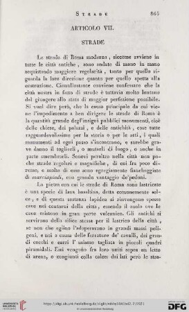 Articolo VII. Strade
