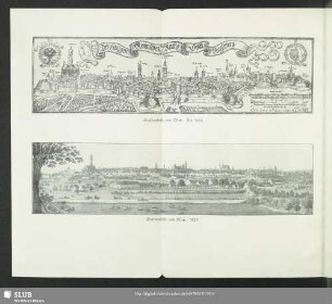 Stadtansicht von Osten. Um 1600 ; Stadtansicht von Osten. 1820