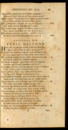 Epistola XVI Paris Helenae