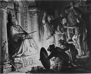 Die Eröffnung der Gruft Karls des Großen im Münster zu Aachen durch Kaiser Otto 3.