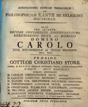 Annotationes quaedam theol. ad philosophicam Kantii de religione doctrinam