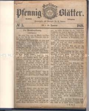 Berliner Pfennigblätter 6. Jahrgang 1849