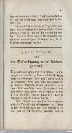 Zweyter Abschnitt, von der Befriedigung eines Küchengartens