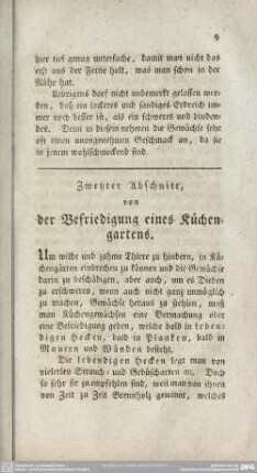Zweyter Abschnitt, von der Befriedigung eines Küchengartens