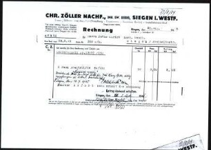 Firmenbriefkopf Chr. Zöller Nachf., Inh. Ew. Seidel, Siegen i. Westf.