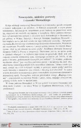 Rozdział II:Nauczyciele, niektóre portrety i rysunki Słowackiego